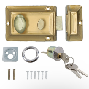 BRASS FINISH DOOR LOCK NIGHT LATCH RIM YALE TYPE CYLINDER SECURITY LATCH